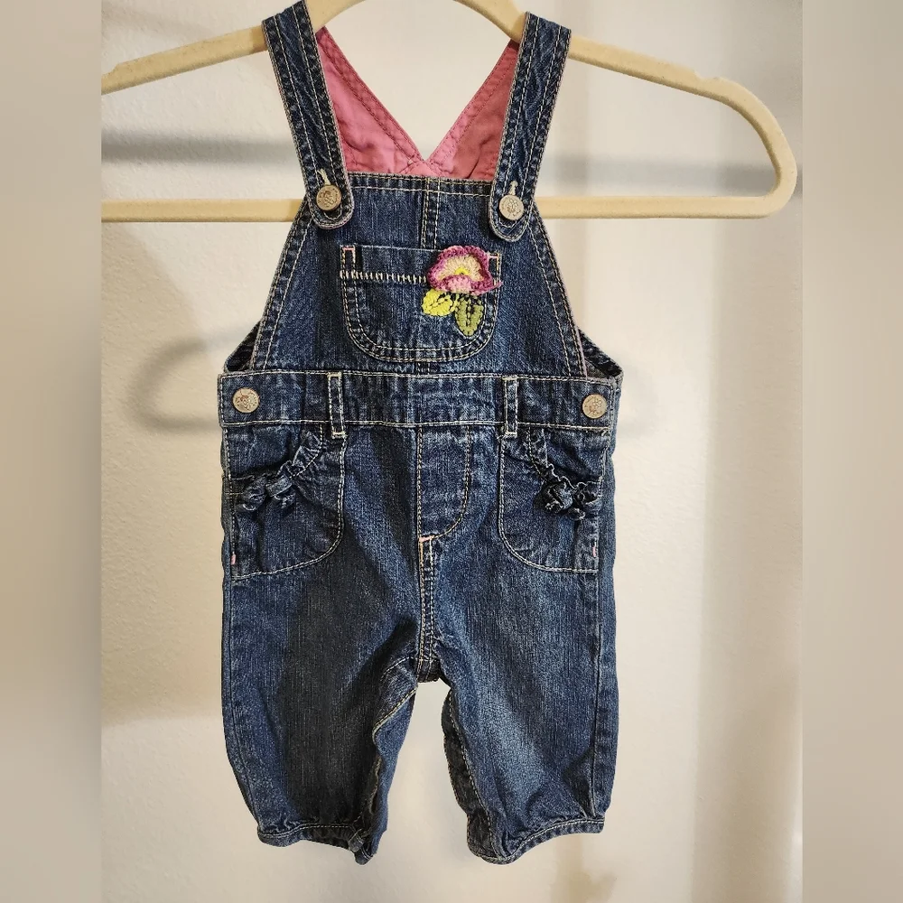 OshKosh B'gosh Denim Overalls with Pink Accent